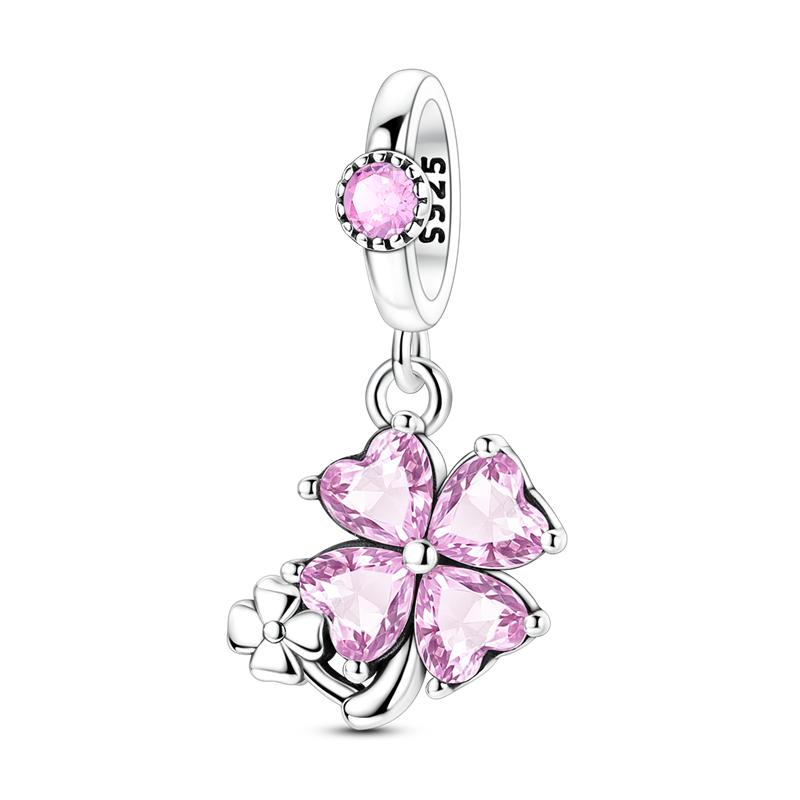 925 Silver Panda Pink Dolphin Pendant Charm Jewelry Fit Original Bracelet Necklace Women DIY Gift