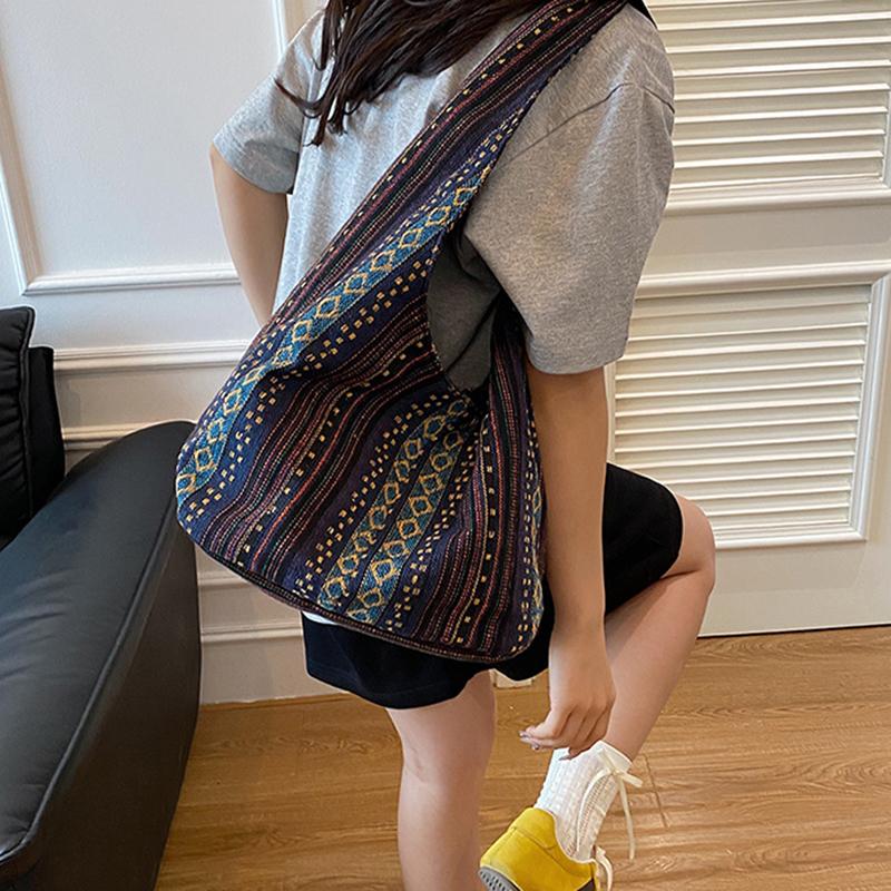 Vintage Printed Women's Shoulder Crossbody Bag New Popular Large Capacity Minimalist Contrast Color Tote Bag