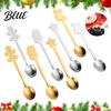 Stainless Steel Coffee Spoons 4Pcs Christmas Dessert Spoons with Gingerbread Winter Seasonal Tableware Man Star Stocking Snowman Handle Unique