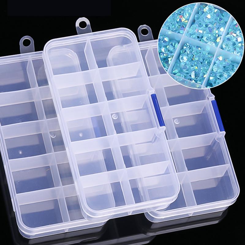 1PC Transparent Plastic Storage Box 10/15/24 Grid Portable Organizer Case Detachable Adjustable Jewelry Storage Nail Art Box ZYF