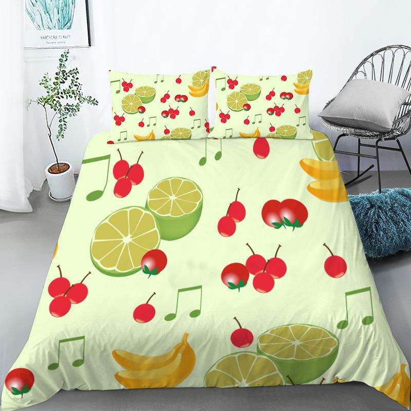 Fruit Bedding Collection Full Queen Size For Kids Adults Lemon Watermelon Print Duvet Cover Collection Quilt Cover Pillowcases Bedroom Decor