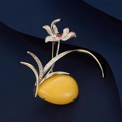 Chinese Style Design Sense Orchid Brooch High-End Fashion Personality Temperament Pin Jacket Cardigan Exquisite Luxury Pin