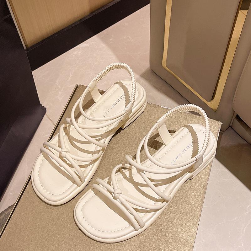 Flat Bottom Thin Strap Sandals Women's Summer New Outer Wear with Skirt Beach Sandals Women