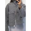 Fall and Winter New Arrival Women's Long-Sleeve Zipper Lapel Large Loose Pockets Woolen Short Jacket 3046273