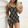 Summer New Retro Patterns  Print Sleeveless Bodycon Dress with Pockets Sexy Slim Fit Elegant Party Dress