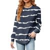 Fashionable Women's Long Sleeved Gradient Floral Print Lightweight Sweater With Loose Round Neck Top