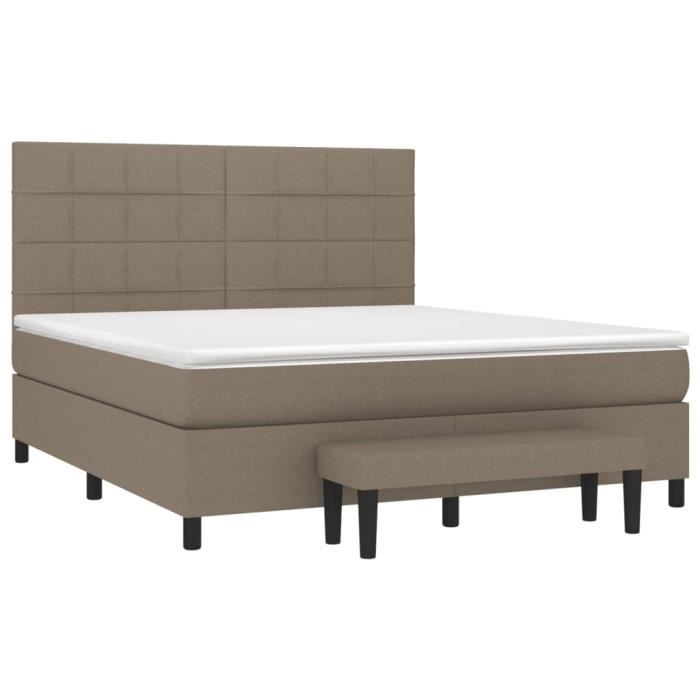 3136617 vidaXL Lit à sommier tapissier avec matelas Taupe 180x200 cm Tissu