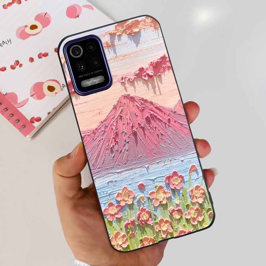 For LG K52 K42 K62 2020 Phone Case Back Cover Black Matte Soft TPU Silicone Bumper Shell For LG Q52 Q62 LGK52 K 62 Butterfly Bag