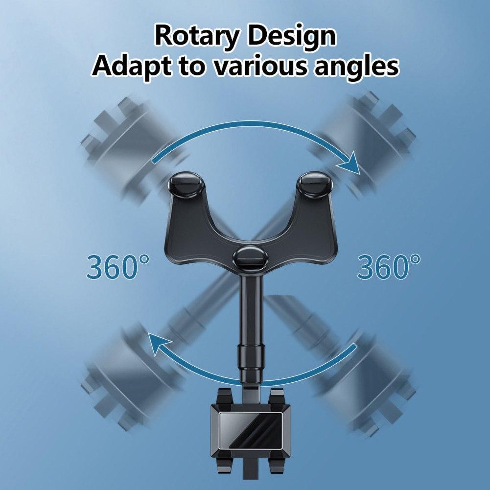 Multifunctional Car Rearview Mirror Phone Holder,360 Degree Rotatable Rear View Mirror Phone Mount,for iPhone Android Smart Phones