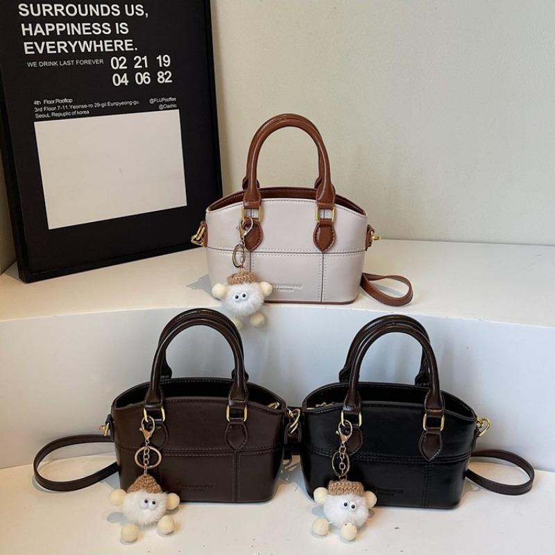 Plush pendant hand carry fashion bag women's summer new portable simple personality retro shoulder messenger bag