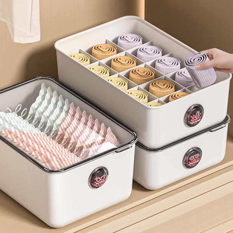 3-in-1 Dustproof Underwear and Sock Organizer with Lid