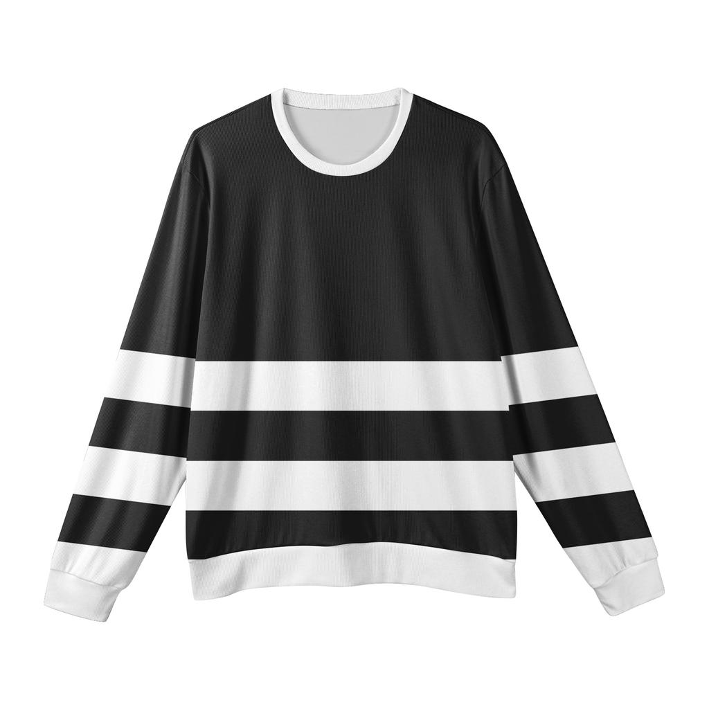 Męski sweter z okrągłym dekoltem, długim rękawem i prążkowanej dzianiny