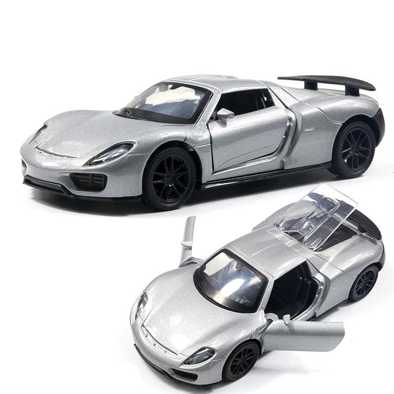 Bag 1:36 Alloy Sports Car Model with Sound and Light Pull Back Door Children's Toys Car Boy Women's Gifts Wholesale