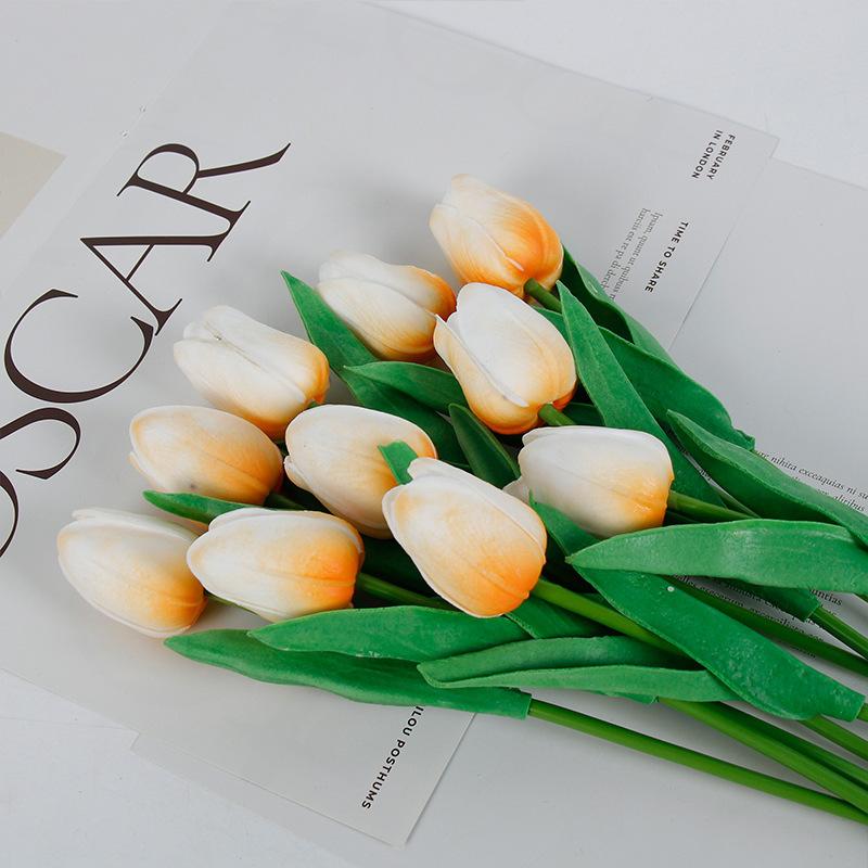 10 Pcs Tulips Simulated Flower Wedding Fake Flower Bouquet Shooting Props Home Living Room Decoration PU Simulated Flower