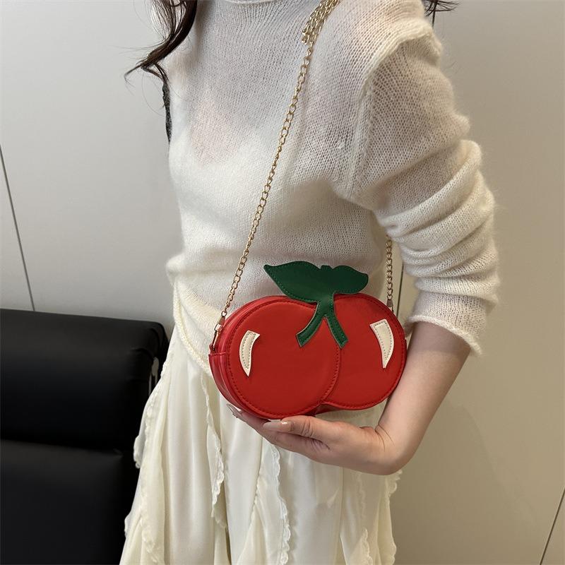 Personality, Beauty, Niche Design Sense, Casual Chain, Small Bag, Double Zipper, Red Cute Shoulder Messenger Bag, Women