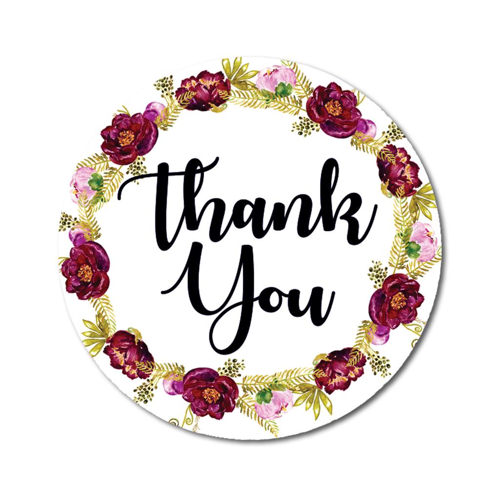 Darling Souvenir Personalized Botanical Floral 1.6 Inches Round Thank You Stickers DIY-45