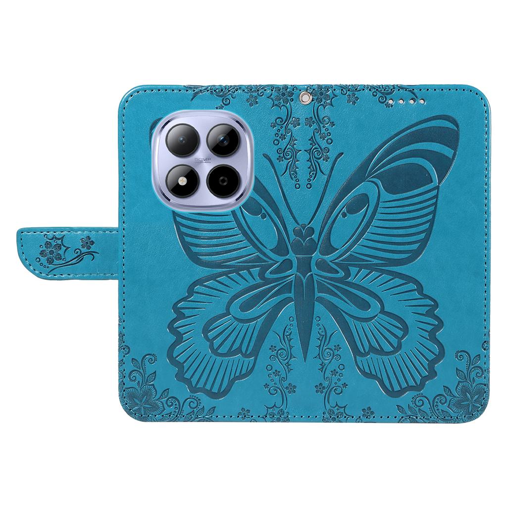 For Xiaomi Redmi Note 15 Pro 5G (Global) Case Butterfly Pattern PU Leather Folio Flip Phone Cover -  Blue