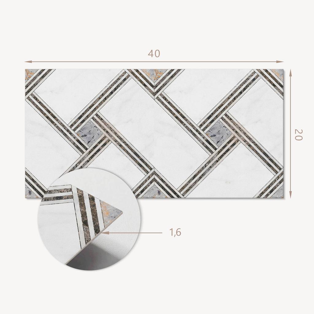Dekoracyjne Kafelki Winylowe Samoprzylepne - Do Przedpokoju Wzór Geometryczny Z Liniami 10X40X20 Cm
