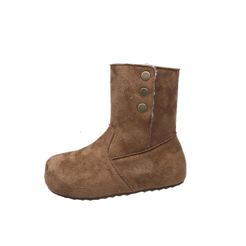 Two wear snow boots women's winter new retro lamb wool short boots velvet cotton shoes