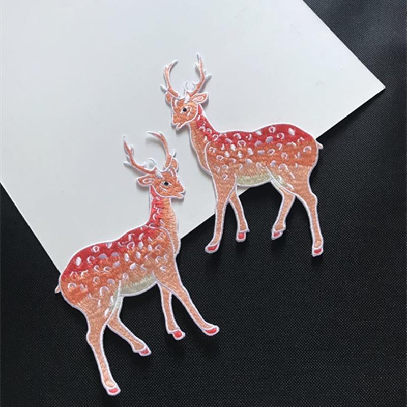 Embroidered Plum Blossom Immortal Deer Embroidered Fabric with Adhesive Backing Chinese Style Hanfu DIY Creative Patch Patches