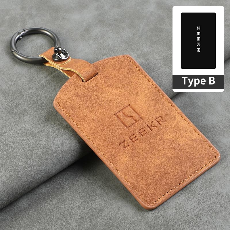 Suede Car NFC Card Key Case Cover Key Bag Shell Holder Protection Keychain For ZEEKR 001 Smart Remote Keyless Stying Accessories