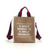 Cuco SMILEY Tape Handle Linen 2-Way Tote Bag, 2513111701, White (001)