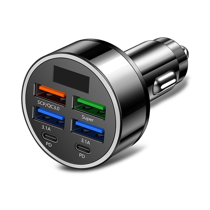 

Потужний зарядний пристрій з функцією швидкої зарядки 100 Вт, 6 портами USB Type-C, автомобільний зарядний пристрій для мобільних телефонів та планшетів