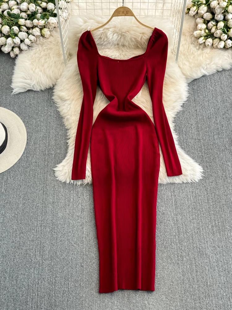 Осенне-зимнее платье с длинными рукавами — фото 13