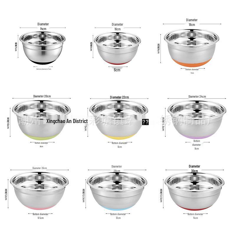 Stainless Steel Mixing Bowl with Lid & Non-slip Silicone Base