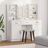 LED Vanity Table Set with Drawers 3 pcs White Particleboard