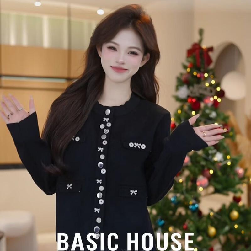 Basic House Women s Round Neck Knit Cardigan L