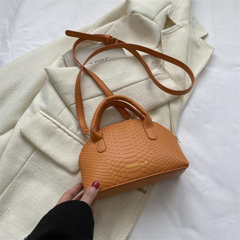 Sophisticated Womens Handbag 2023 Spring Summer Collection Medium Pu Shell Bag With Inner Pocket оранжевый
