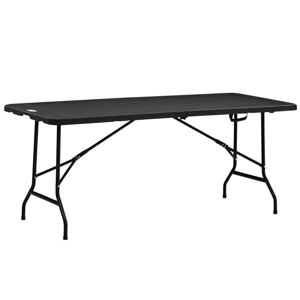 Folding Garden Dining Table for 6, Rectangular Outdoor Dining Table with HDPE Tabletop, Foldable Garden Table with Steel Frame for Balcony, Porch