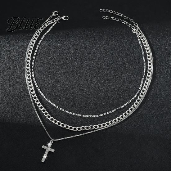 High-grade Texture Jewelry Layered Cross Necklace for Women Rhinestone Crystal