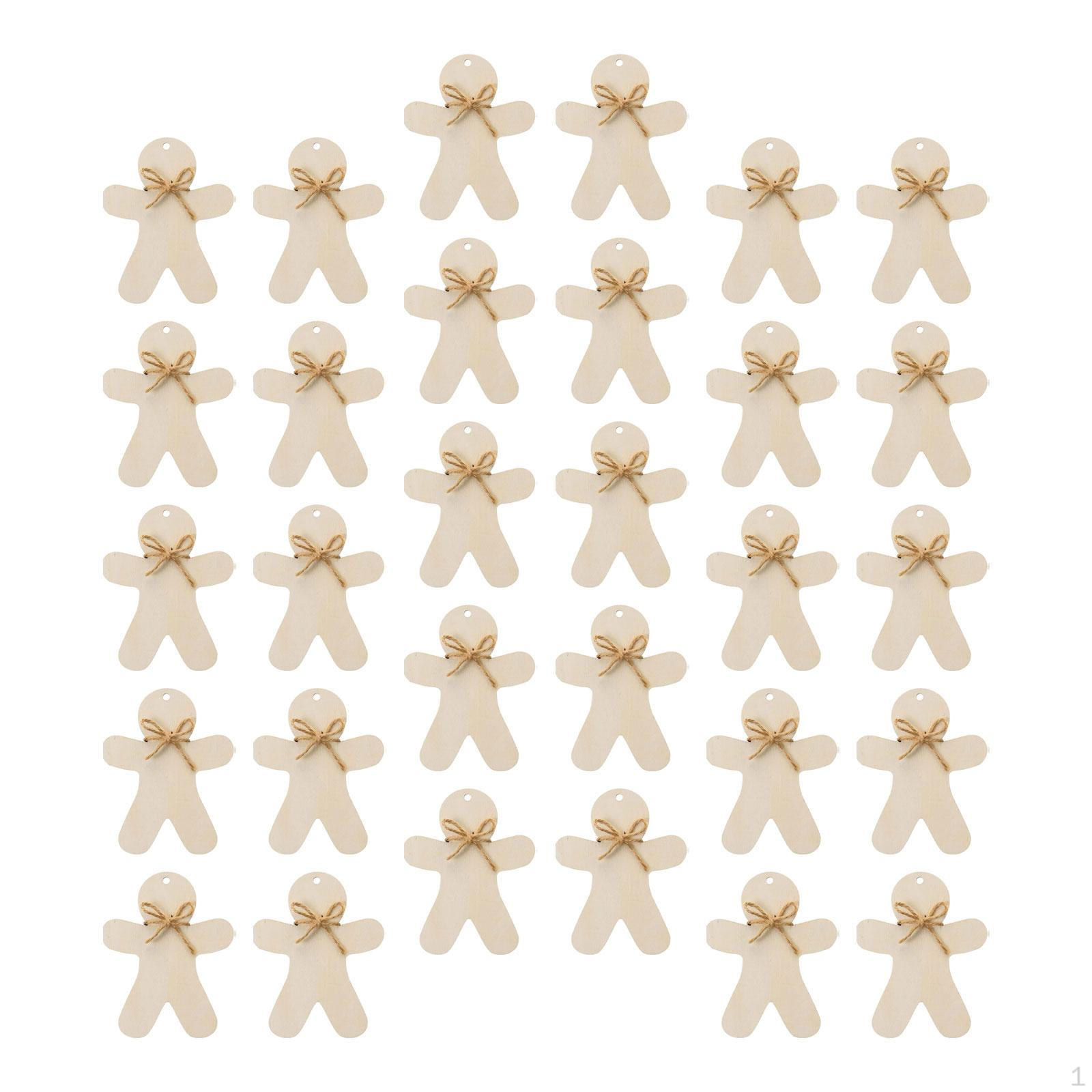 

30 шт. Деревянные фигурки пряничных человечков для праздничных проектов With Hole