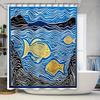 Luxuriöser Duschvorhang mit blauem Fischmuster Künstlerische Badezimmerdekorationen für die Heimdekoration Größe 72x84 Zoll (B x H)