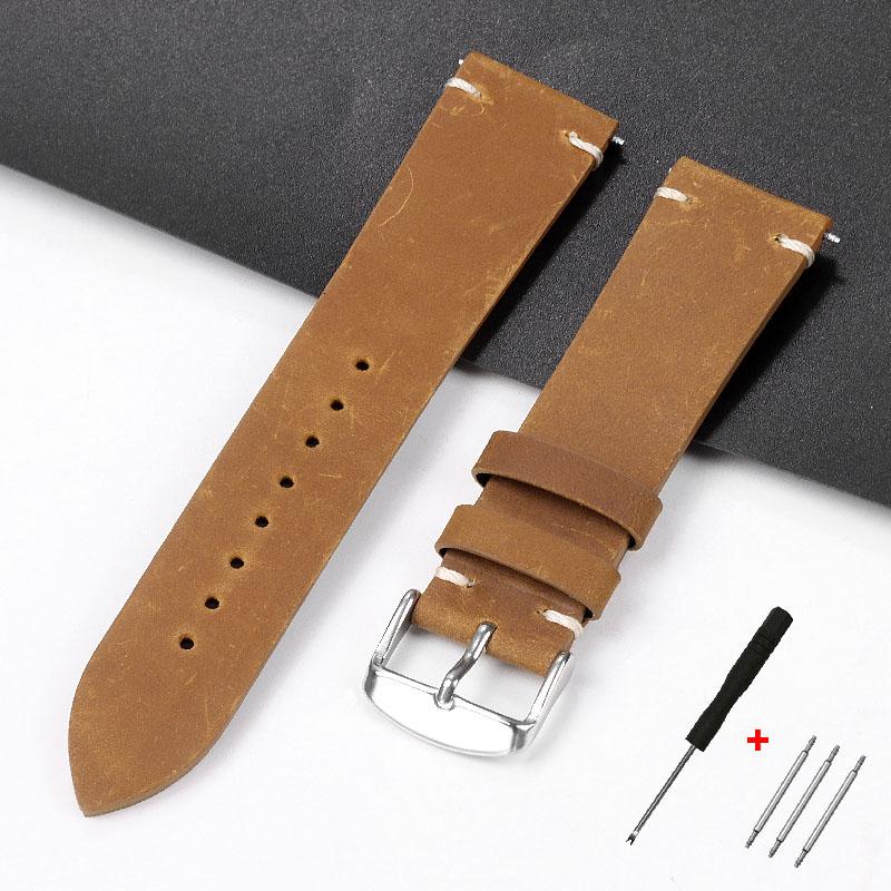 Calfskin Genuine Leather Watchbands Quick Release Watch Band 18mm 20mm 21mm 22mm 24mm Handmade Stitching Smartwatch Strap