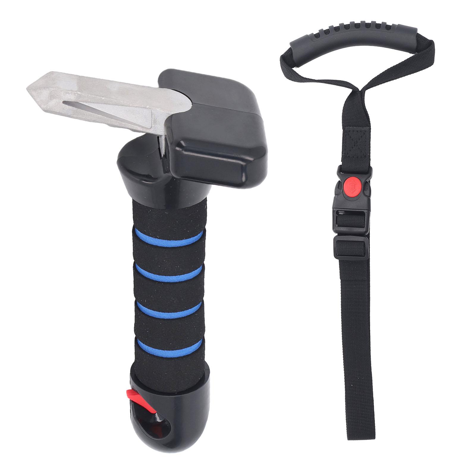 

Ручка двери автомобиля 3 в 1 с резаком для ремня безопасности и стеклобоем Высокая грузоподъемность Нескользящая рукоятка синий