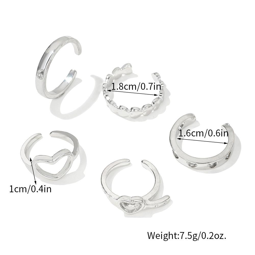 Korean version of simple open love ring 1-piece set hollow love ins cold wind niche design index finger ring