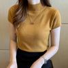 Mode Sommer Kurzarm Schwarz Weiß Gestrickter Pullover T-Shirt Damen Slim Strick T-Shirt Damen Oberteile T-Shirts JJ02