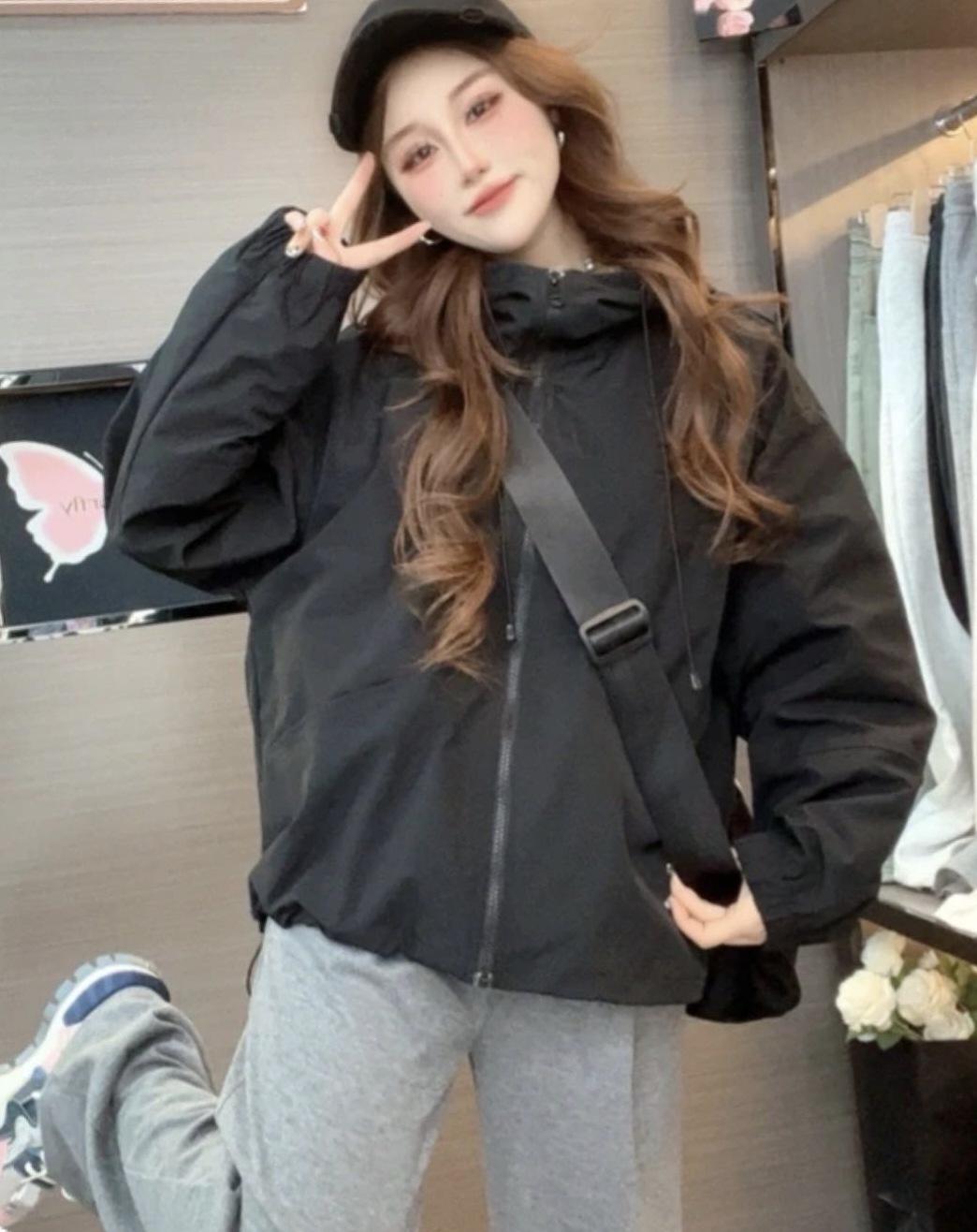 

Ретро кардиган на молнии с воротником-стойкой в корейском стиле – Женский повседневный свободный крой, однотонный, с длинным рукавом, весенняя мода Large чёрный