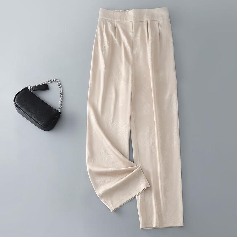 

Women s Chinese Style Satin Wide-Leg Cropped Pants 2XL