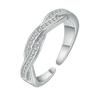 Bague ouverte porte-bonheur pour femme, ornée de micro-diamants pavés torsadés