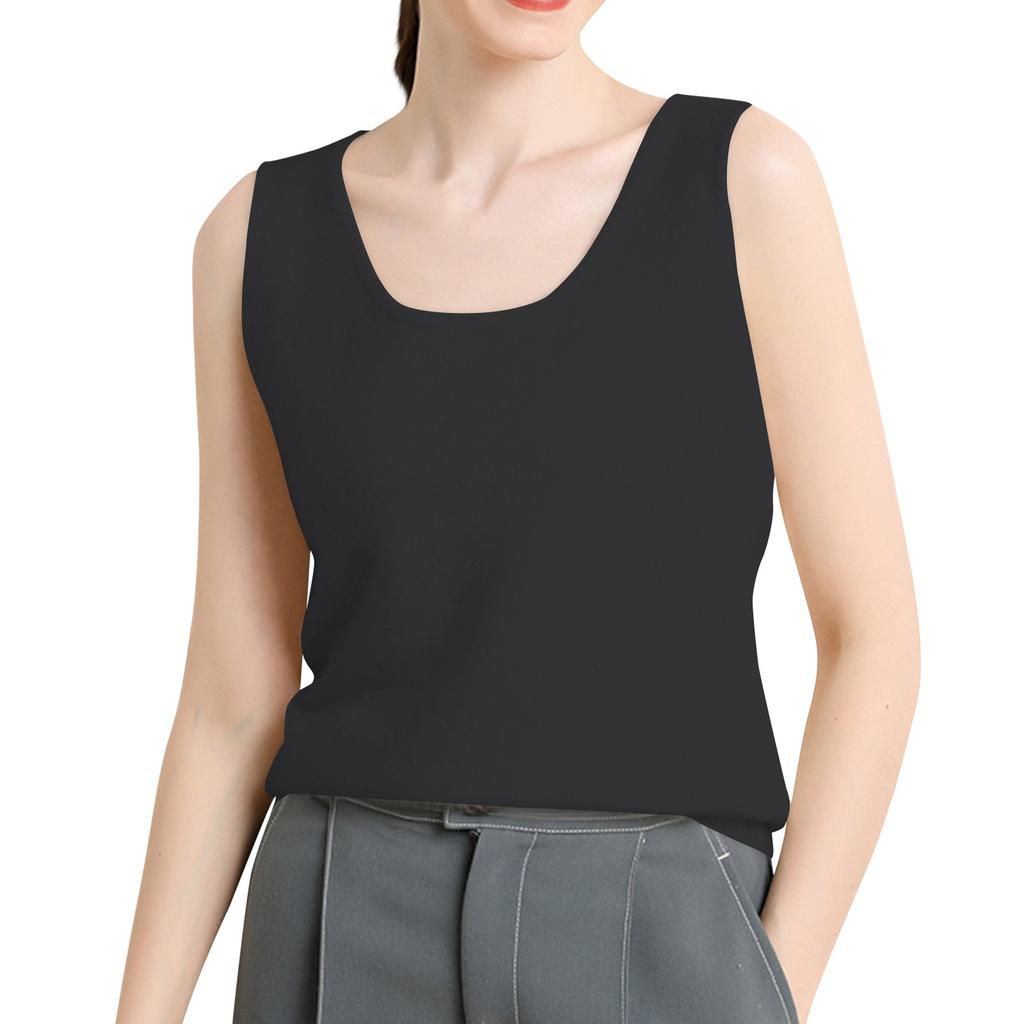 Women's Fashion Vest Sleeveless Knit Base Loose Vest Top