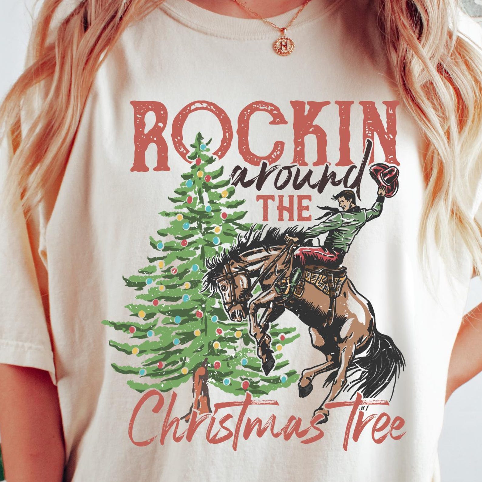 Vintage Western Christmas Comfort Colors® Shirt: Rockin Around the Christmas Tree Tee 4XL