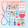 Wooden simulated medicine box Boys and girls playing house Children's doctor Nurse Injection toy set