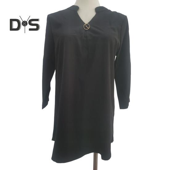 Dámské topy Výstřih do V Knoflíková ozdoba 3/4 rukáv Pulovr Topy Jednobarevné Zmačkané Tričko Ležérní styl Denní nošení