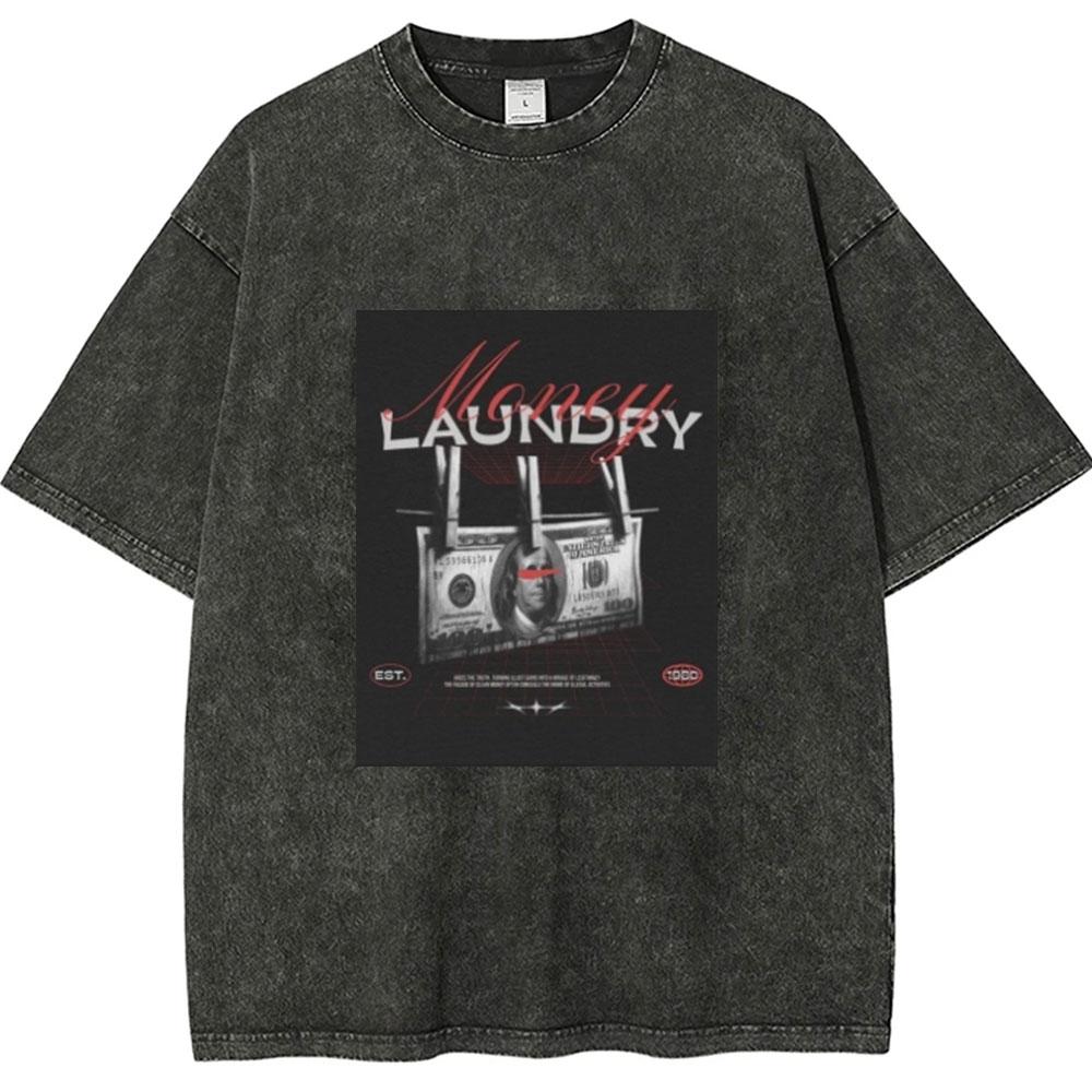 Money Call Graphic T Shirt for Man Printed Oversized Vintage Washed Women's Loose Short Sleeved Tees Y2k Clothes Top