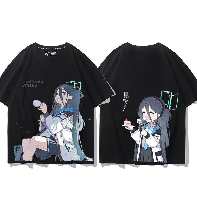Anime Cosplay Blue Archive Azusa Fashion T-shirt Summer Shirt Fans Short Sleeves Man Girl Clothes Tees Gift Pure Cotton Tops