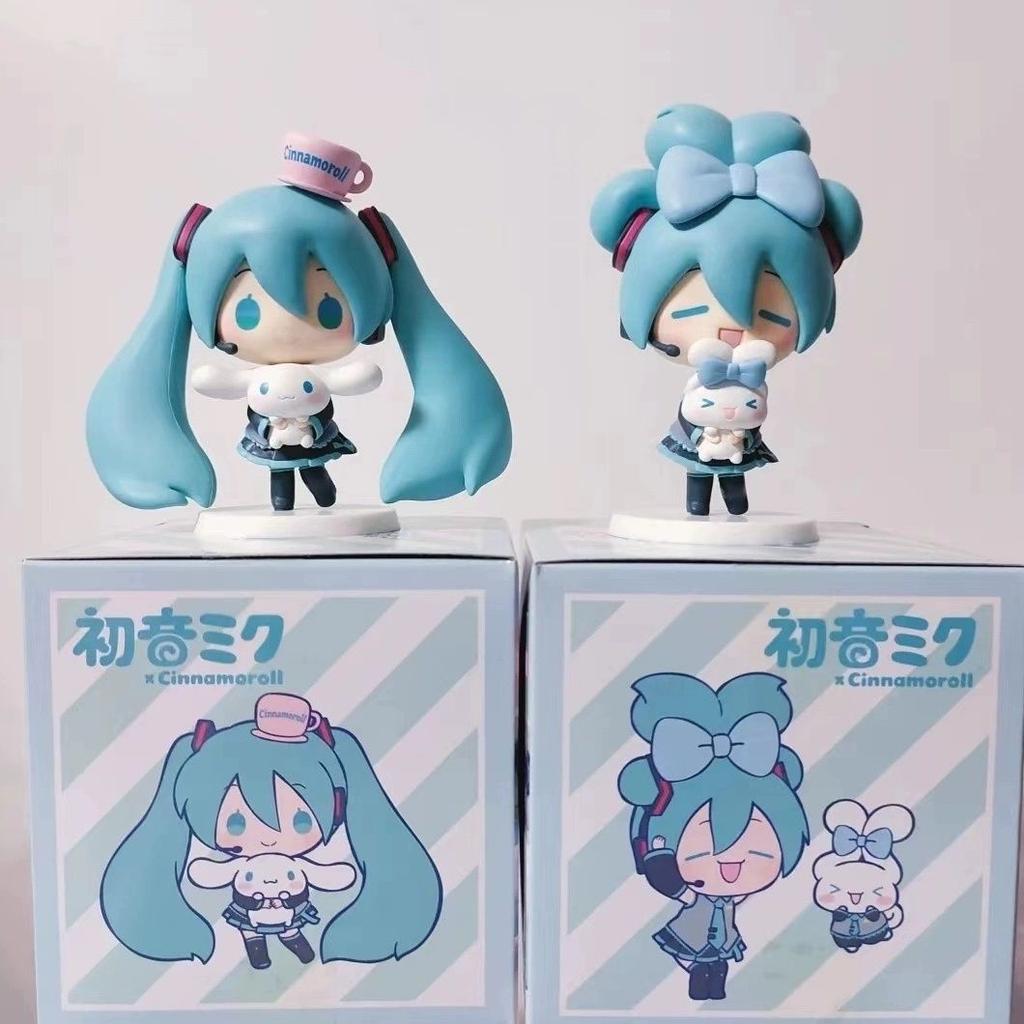 10CM Anime Hatsune Miku X Cinnamoroll Figure Q version Peripheral Collectible Models Decorative Decorations Children Kawaii Gift